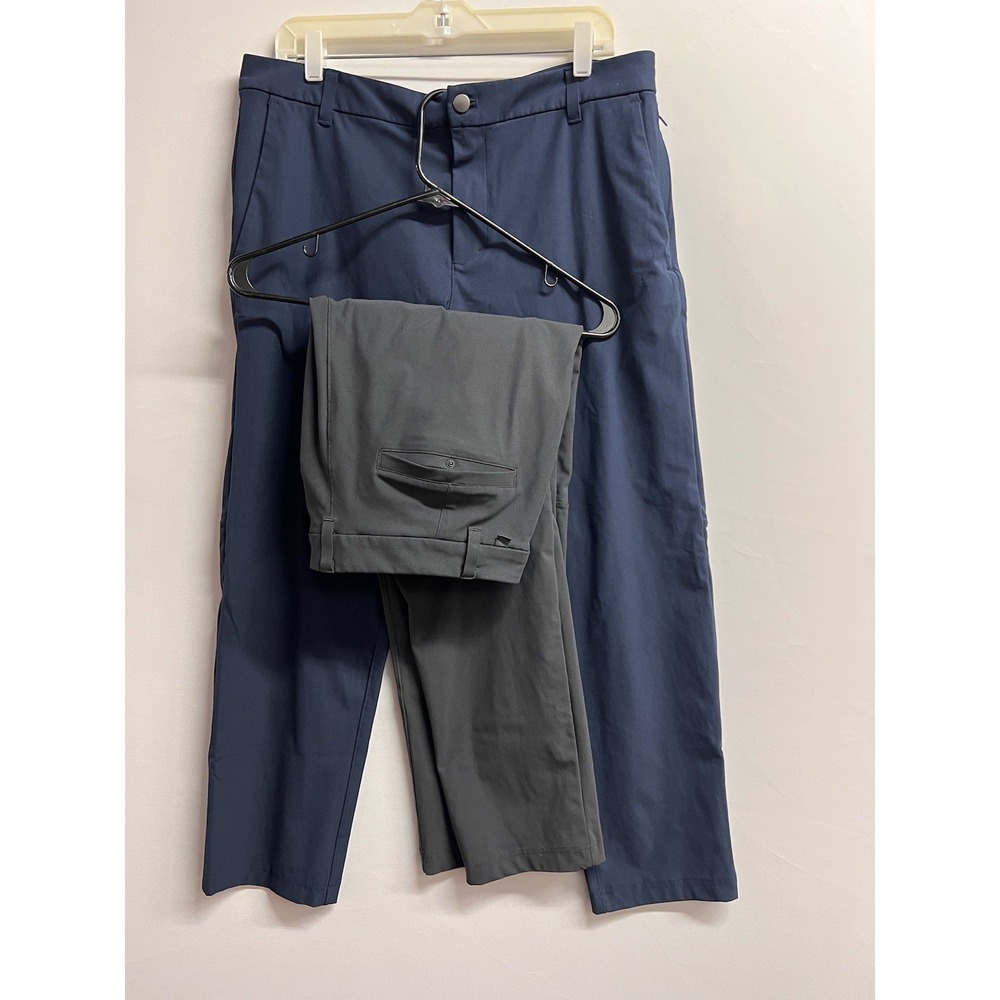 Men's Lululemon Set Of 2 Performance Commission Chino Pants Size 34 Gray &‎ Navy